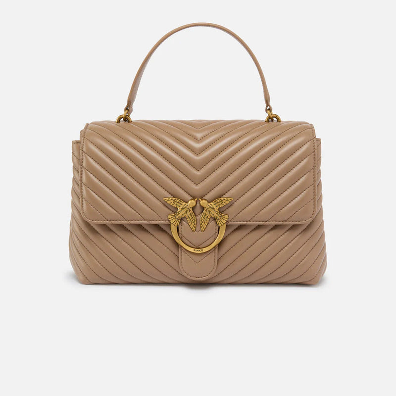 Pinko Big Lady Love Bag Puff Chevron tortora