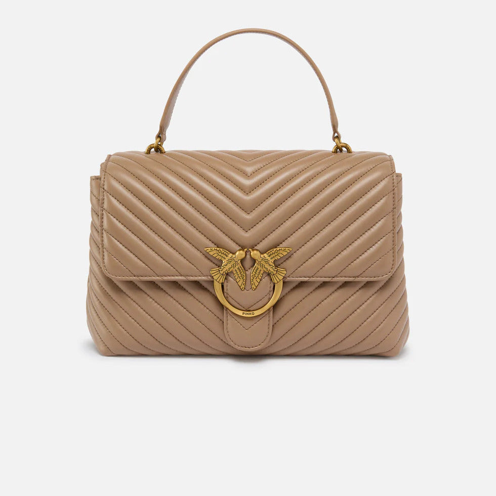 Pinko Big Lady Love Bag Puff Chevron tortora