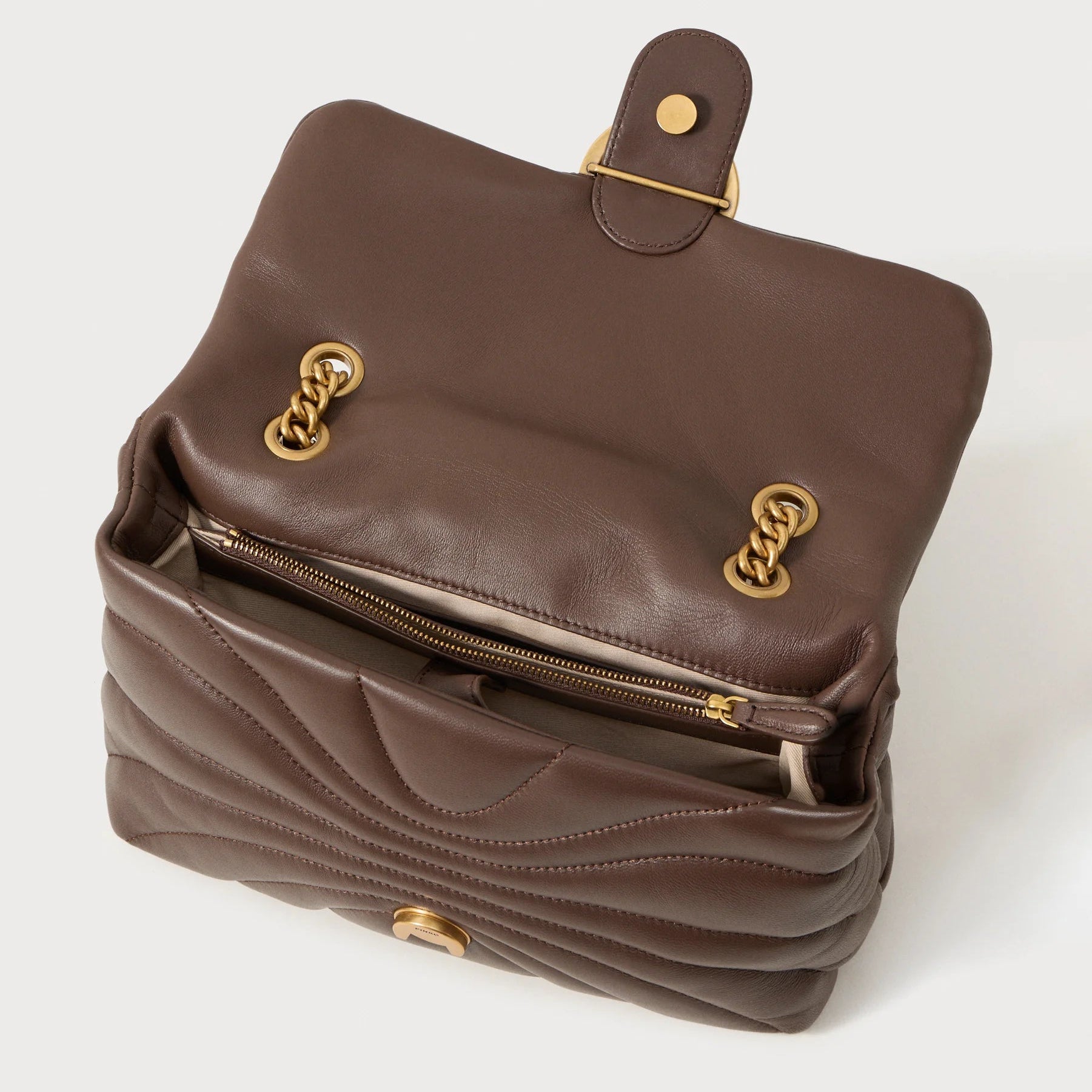 Pinko Mini Love Bag Puff Butterfly pelle marrone