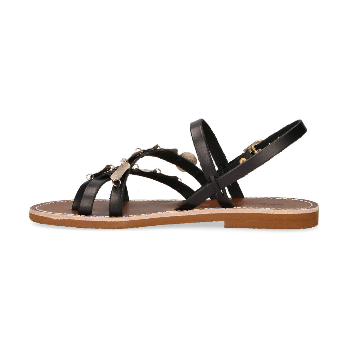 LeSalentine sandalo Alice con gioielli in pelle nera