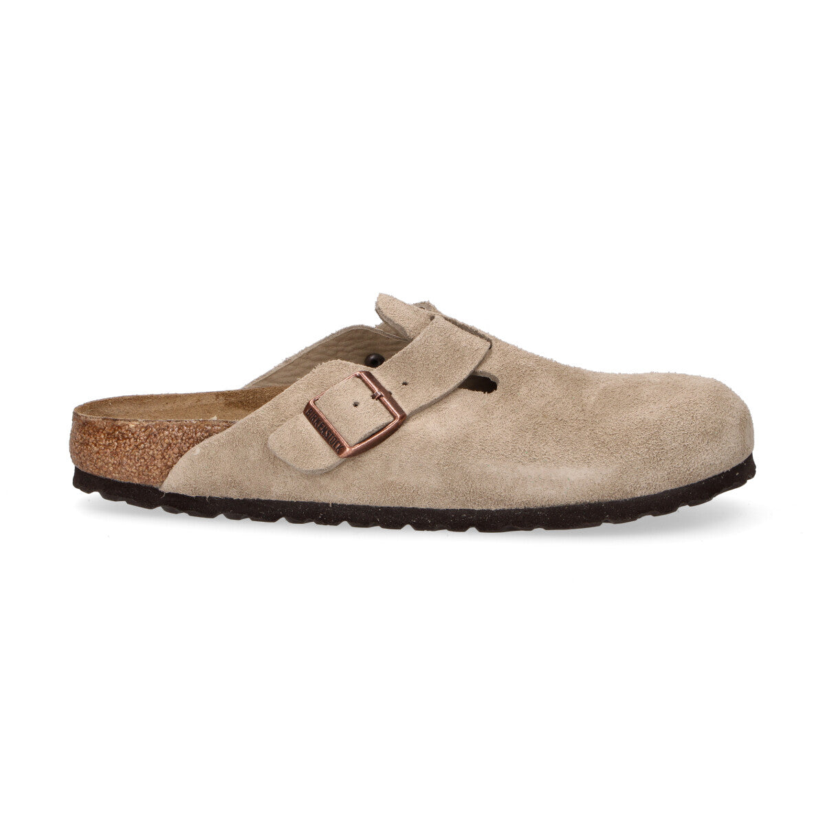 Birkenstock ciabatta Boston pelle scamosciata beige sabbia