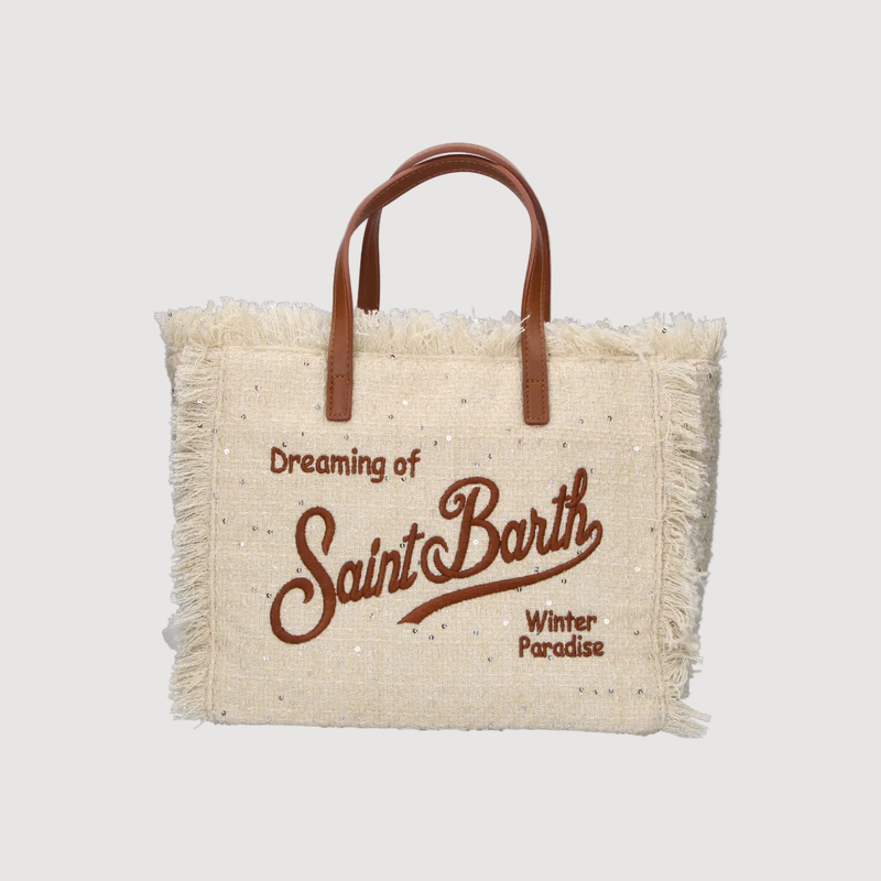 Mc2 Saint Barth borsa Colette tweed panna