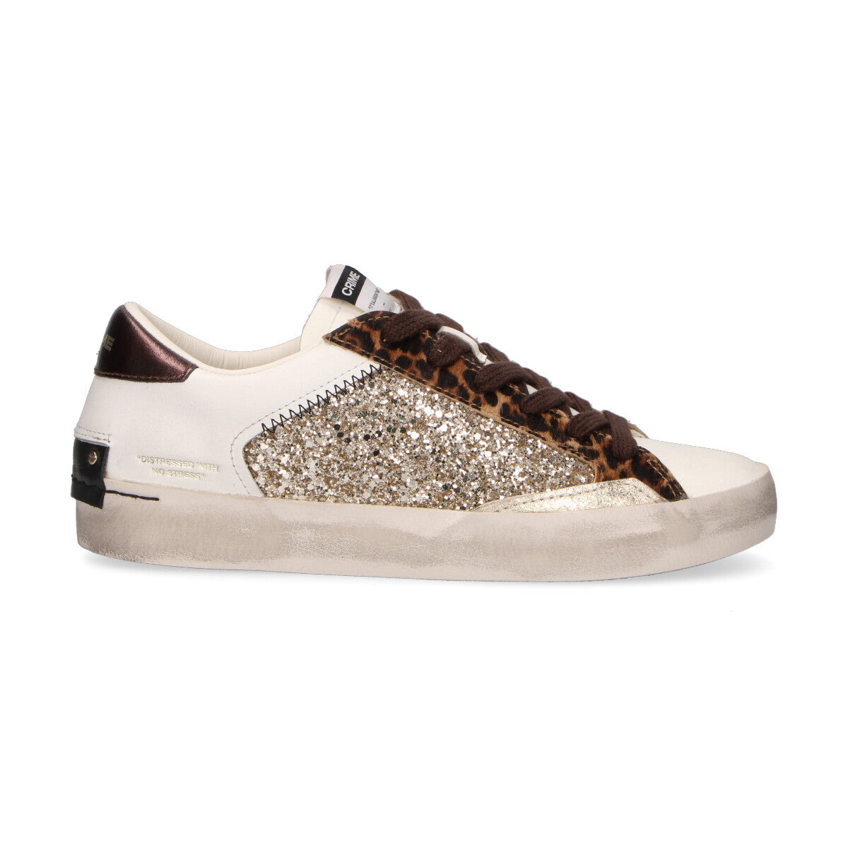 Crime London sneaker Distressed Leopard Stardust