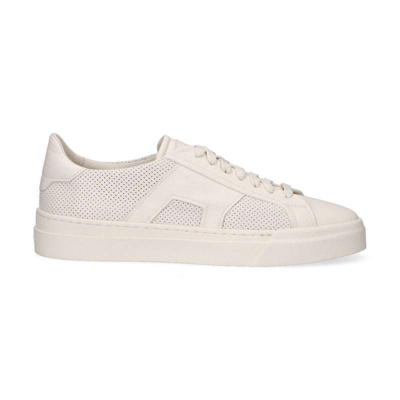 Santoni sneaker duble bukle traforata panna