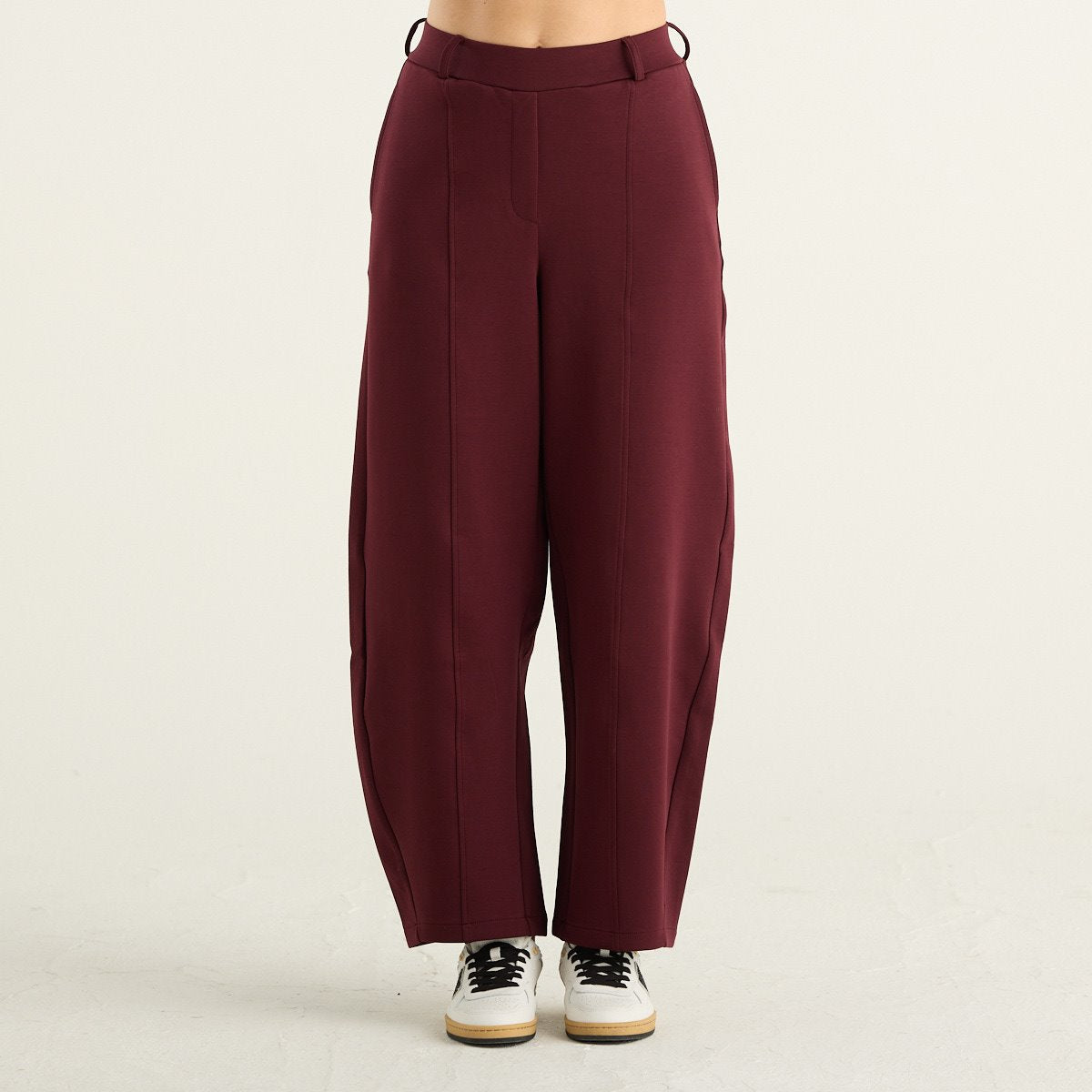 OWN Off With Nature Pantaloni Barrel Donna Bordeaux in Cotone Organico LKP213-406