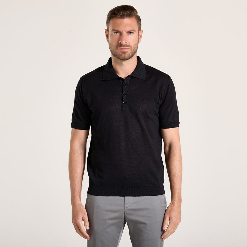 Wool & Co polo in maglia nera