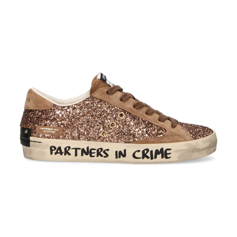 Crime London sneaker Distressed in glitter marrone