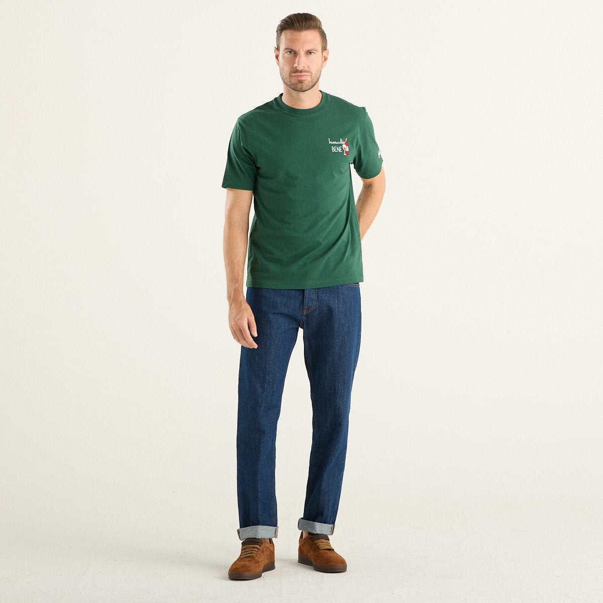 MC2 Saint Barth T-shirt uomo Arnott verde con ricamo Invecchio Bene