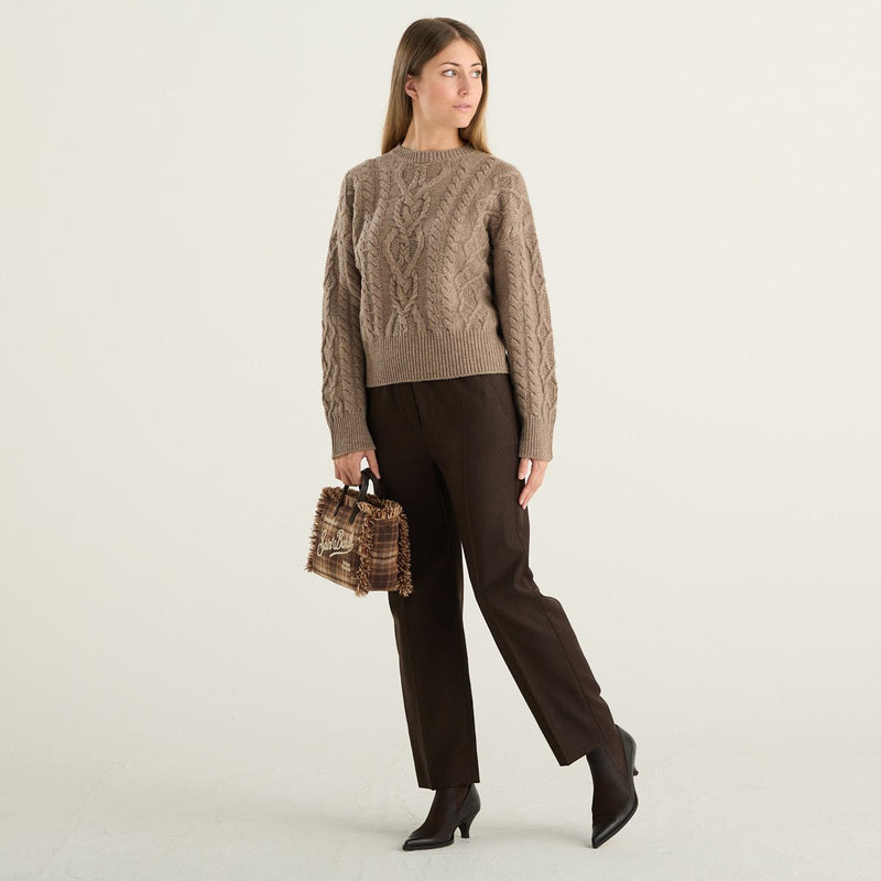 Weekend Max Mara pantaloni donna Hateley in flanella di lana marrone