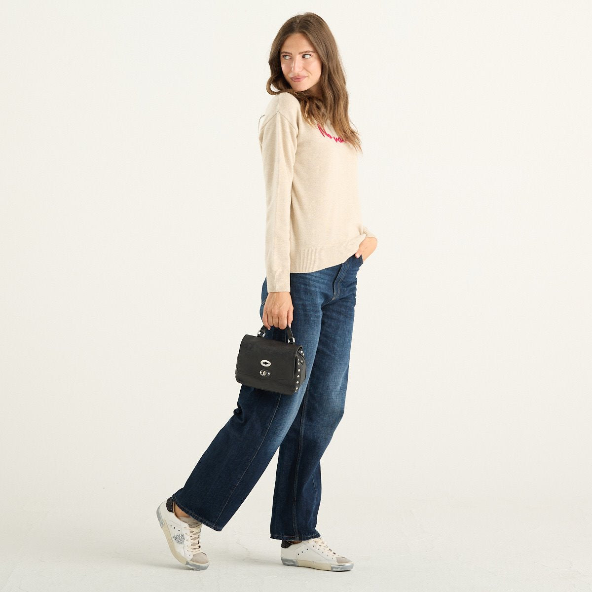 MC2 Saint Barth maglia donna Tessa beige con ricamo No Vabbè