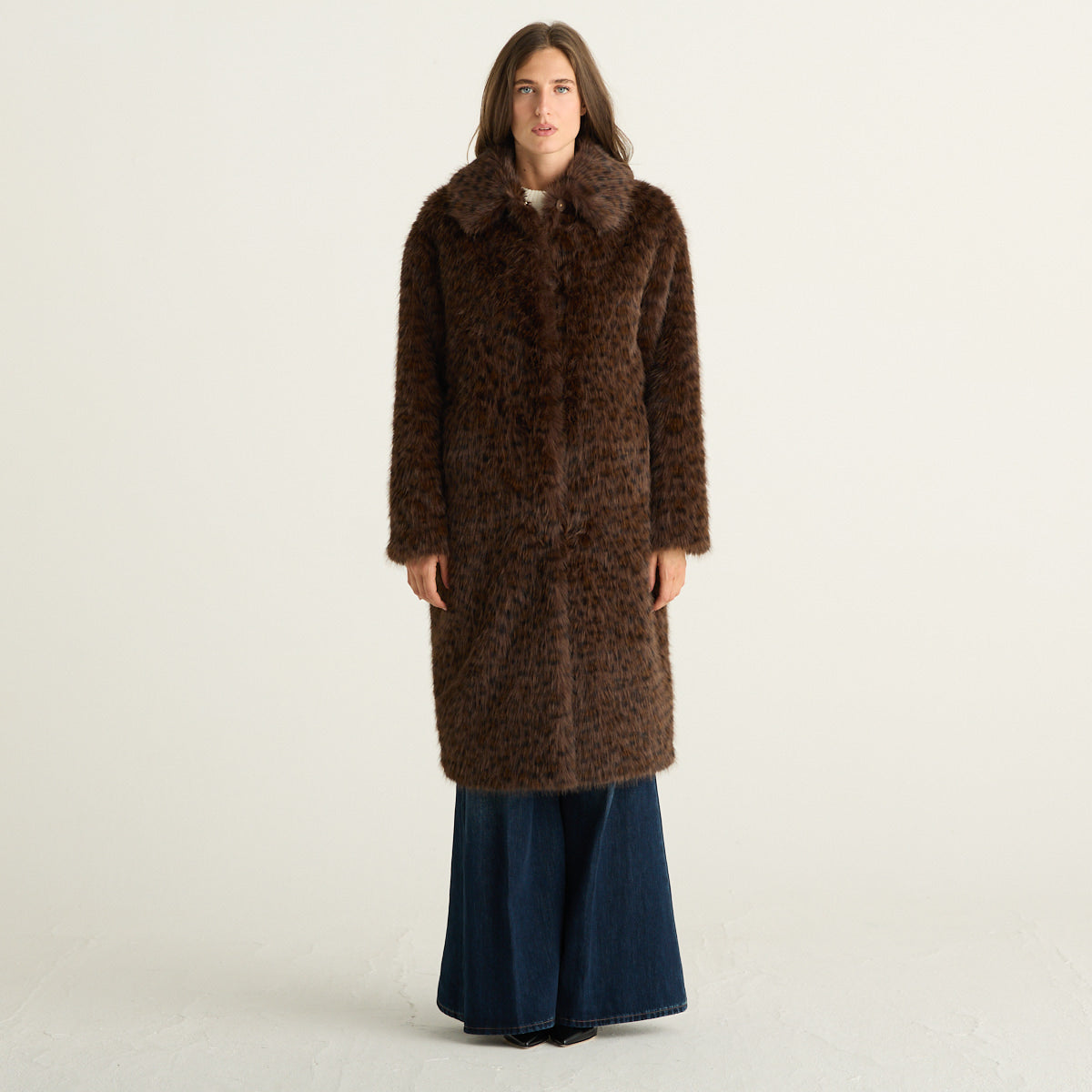 MC2 Saint Barth Nea Cappotto Donna Marrone Animalier in Pelliccia Sintetica