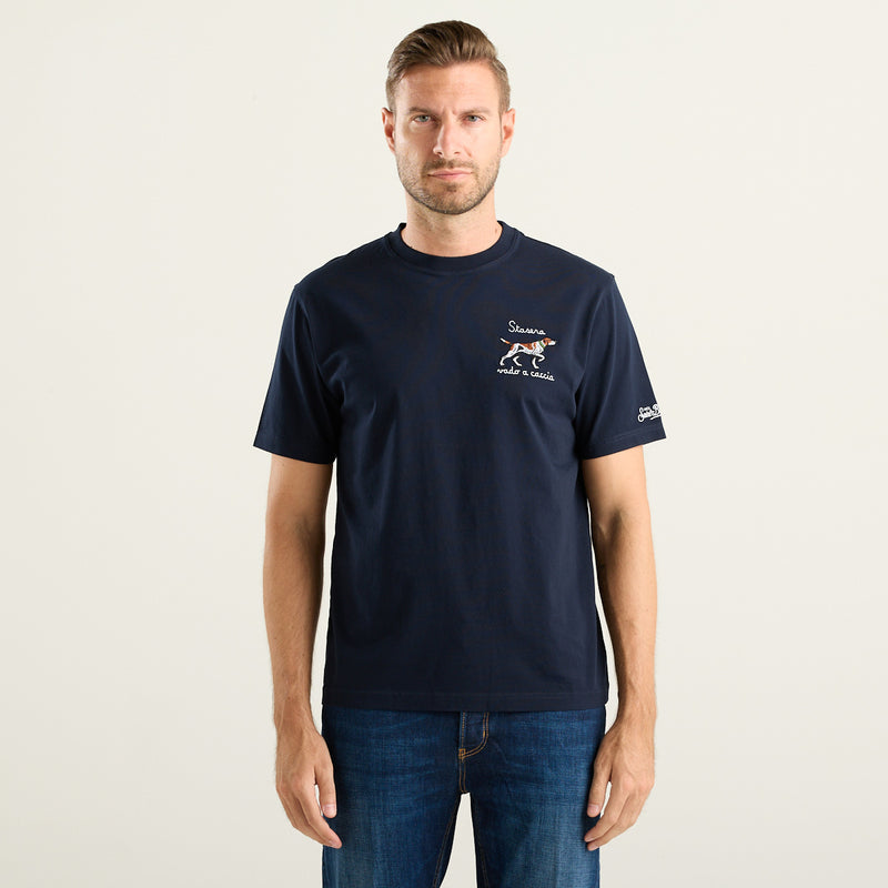 Mc2 Saint Barth t-shirt in cotone con ricamo blu