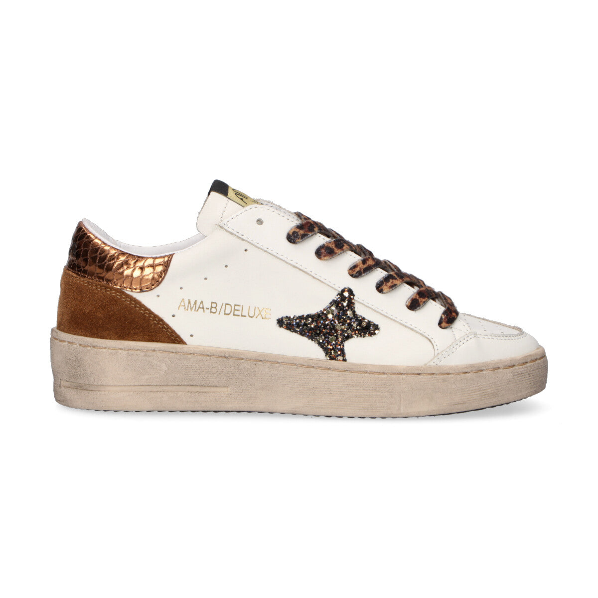 Ama Brand sneaker Slam pelle bianca glitter neri
