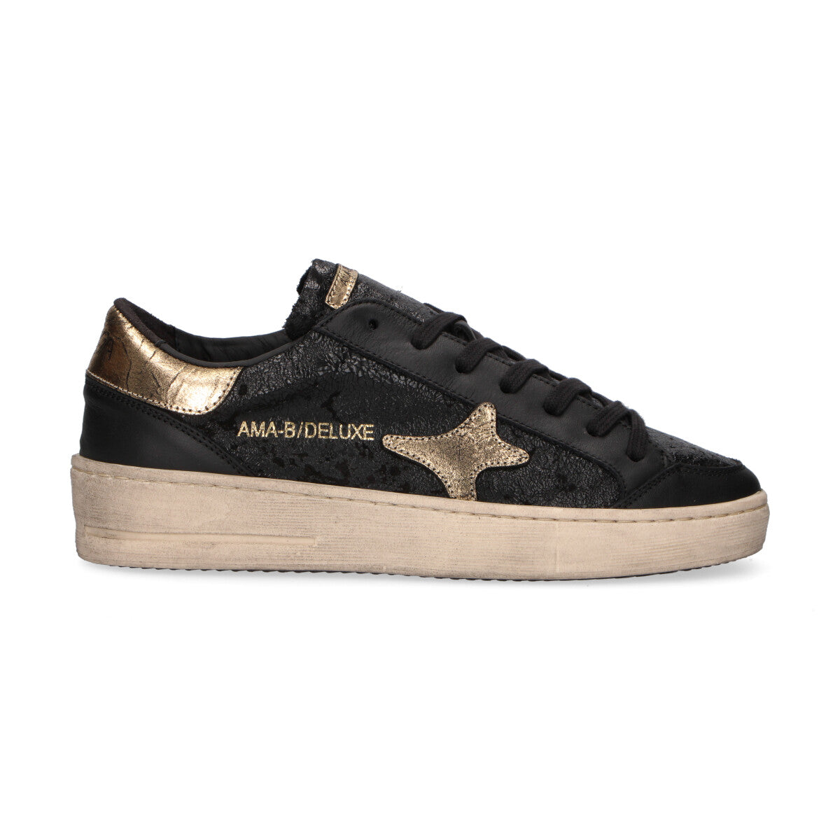 Ama Brand sneaker Slam pelle nera cracked
