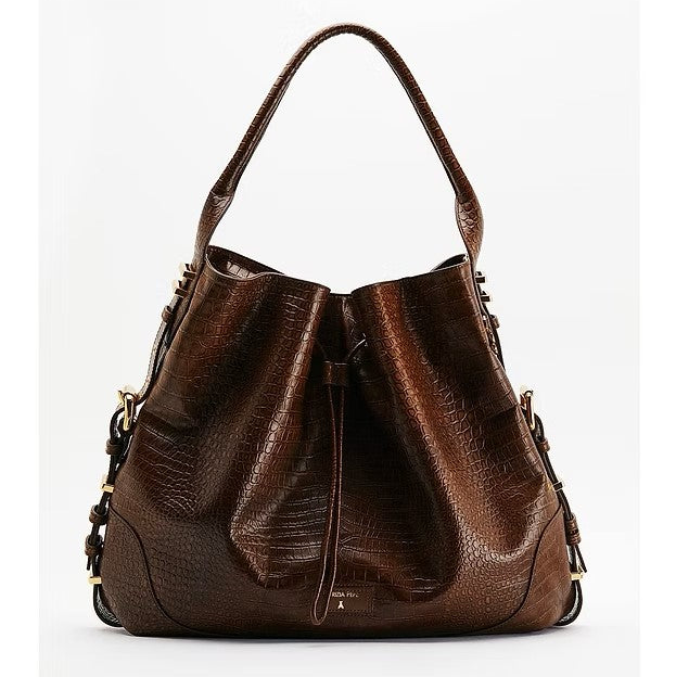 Patrizia Pepe borsa croco con cinture in pelle cuoio