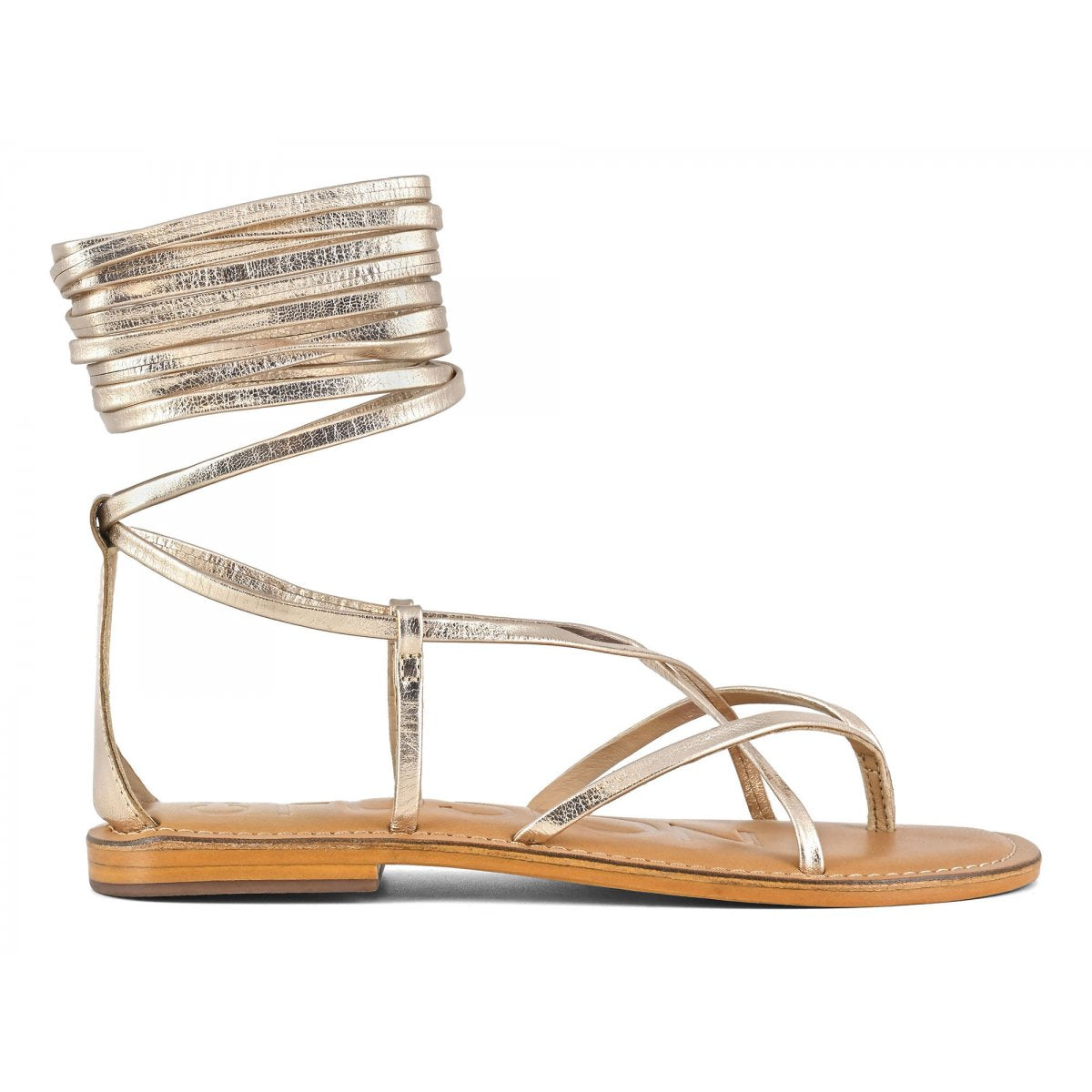 Coral Blue sandalo in pelle oro