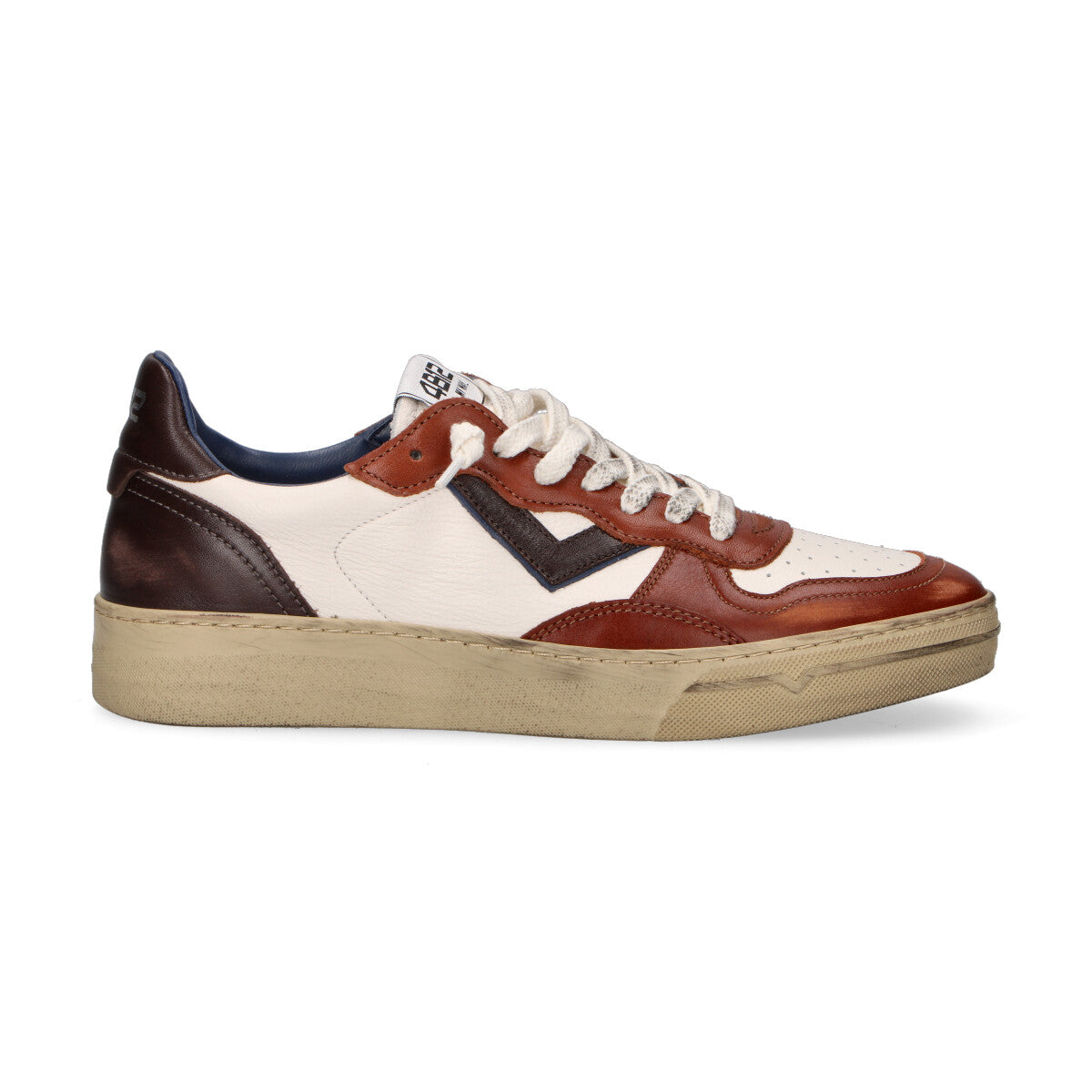 4B12 sneaker Hyper in pelle bianca marrone