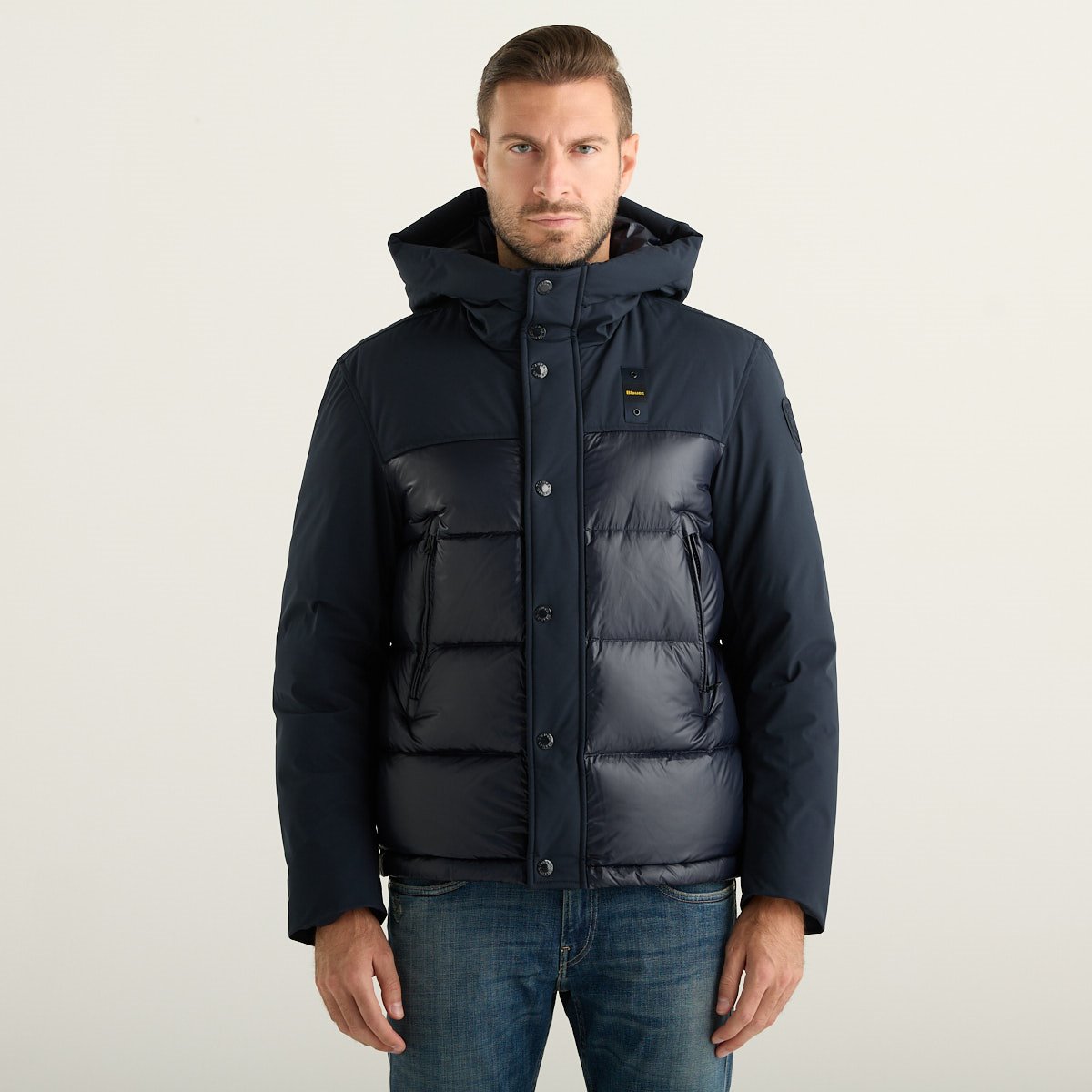 Blauer Piumino Uomo con Cappuccio Blu Navy