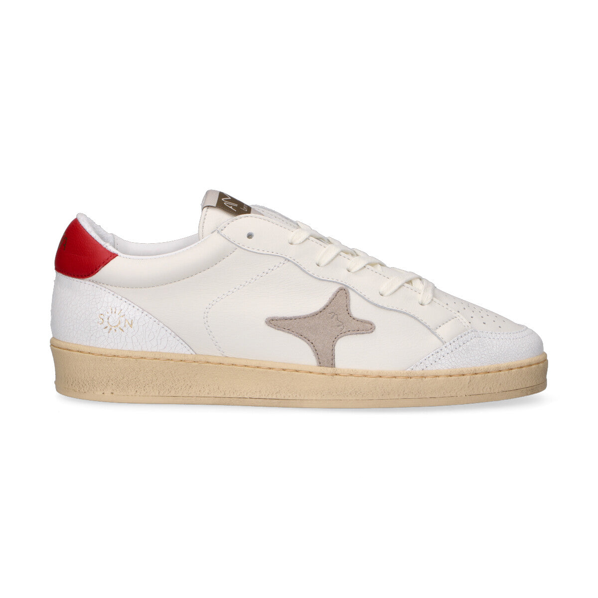 Ama Brand sneaker Sun in pelle bianca rossa