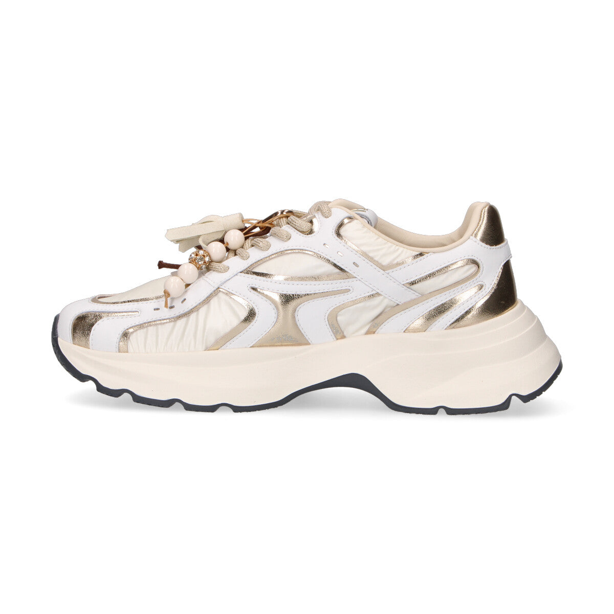 Gio+ sneaker Dalia in pelle e nylon bianca