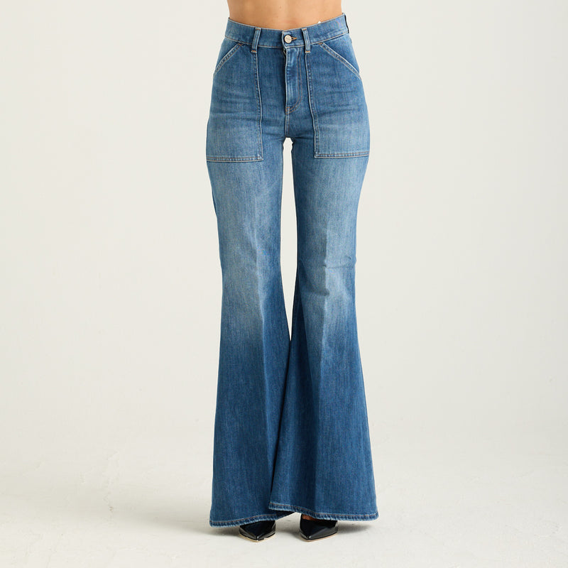 Dondup jeans ariana a zampa 5 tasche denim blu