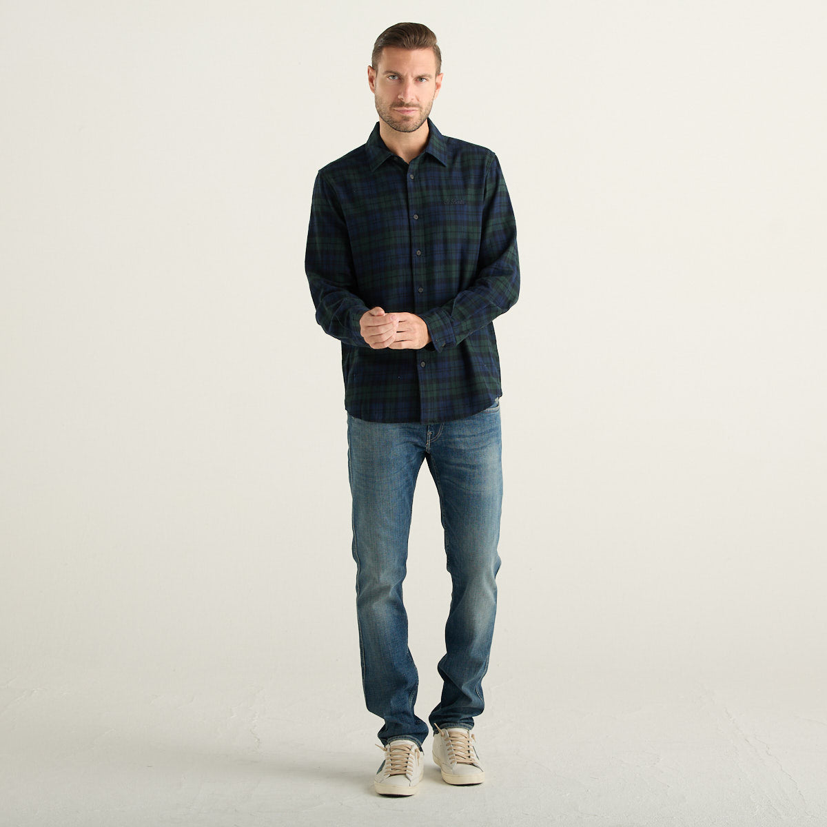 MC2 Saint Barth Camicia Uomo Blu e Verde a Quadri
