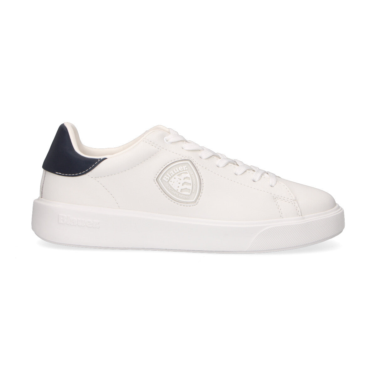 Blauer sneaker Buck in pelle bianca blu