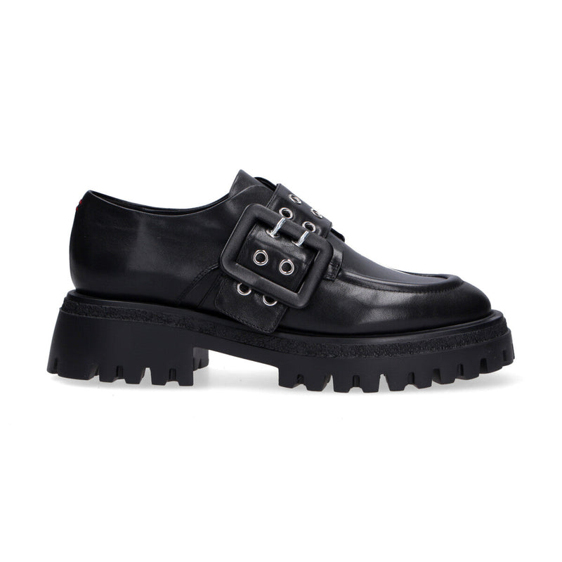 Halmanera scarpa in pelle nera con fibbia