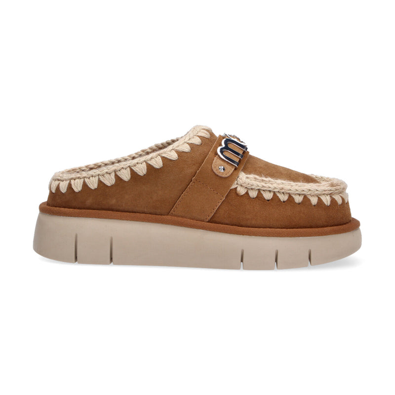 Mou Bounce clog metal logo cognac