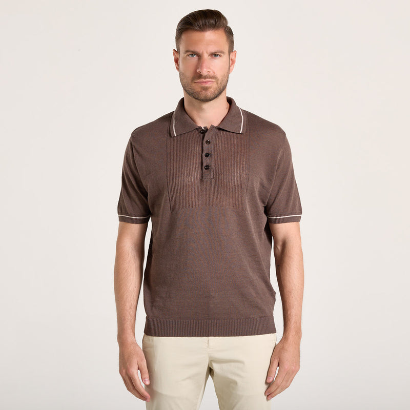 Wool & Co polo in maglia marrone