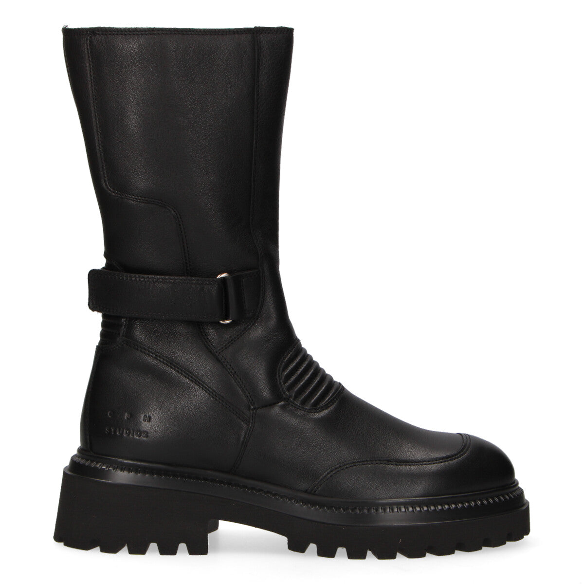 Copenhagen biker boots in pelle nera