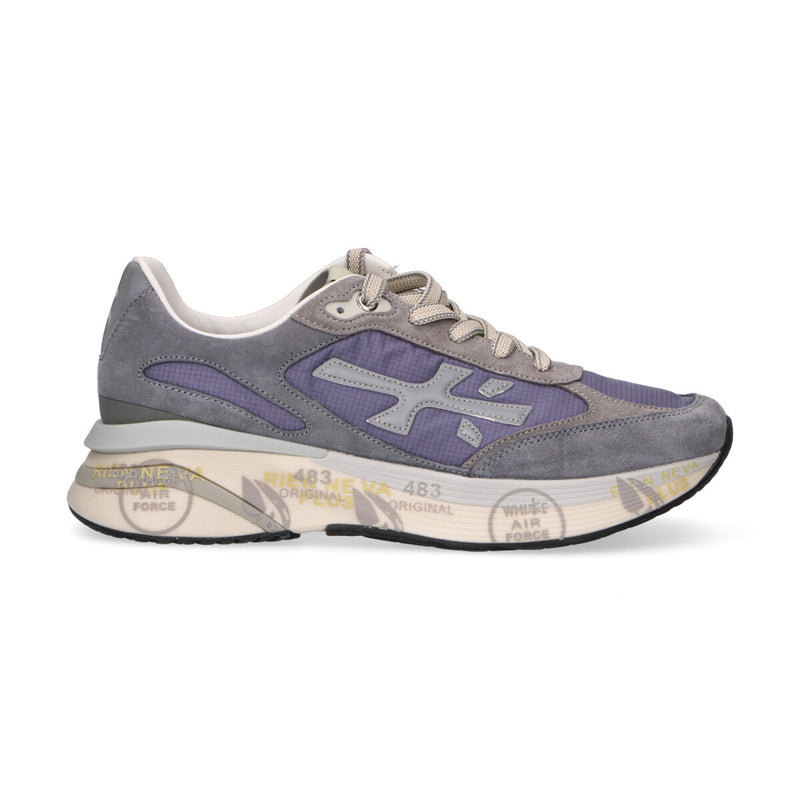 Premiata sneaker Moerun in camoscio grigio