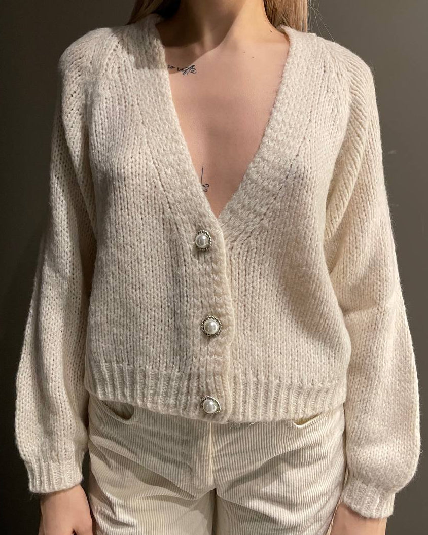 Haveone cardigan in tessuto panna