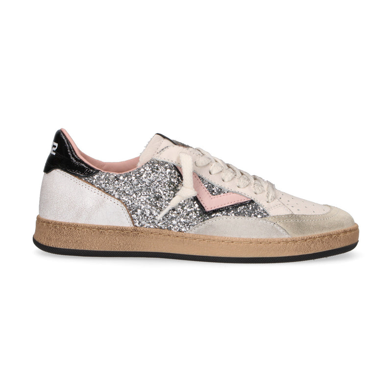 4B12 Sneakers donna playnew bianco glitter