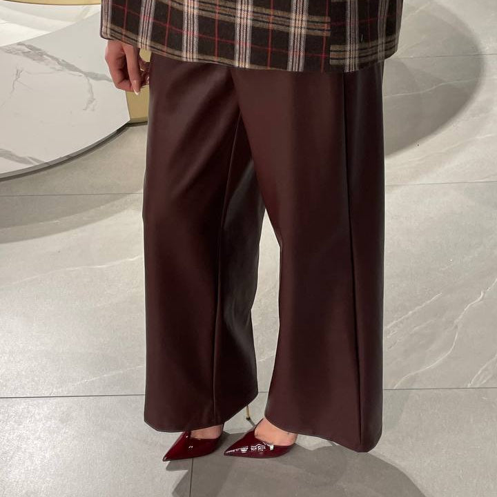 Haveone pantalone in ecopelle bordeaux