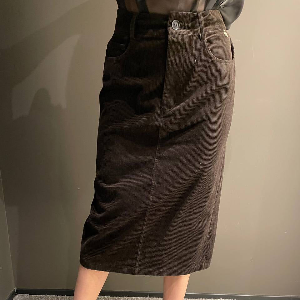 Souvenir gonna in velluto a coste marrone