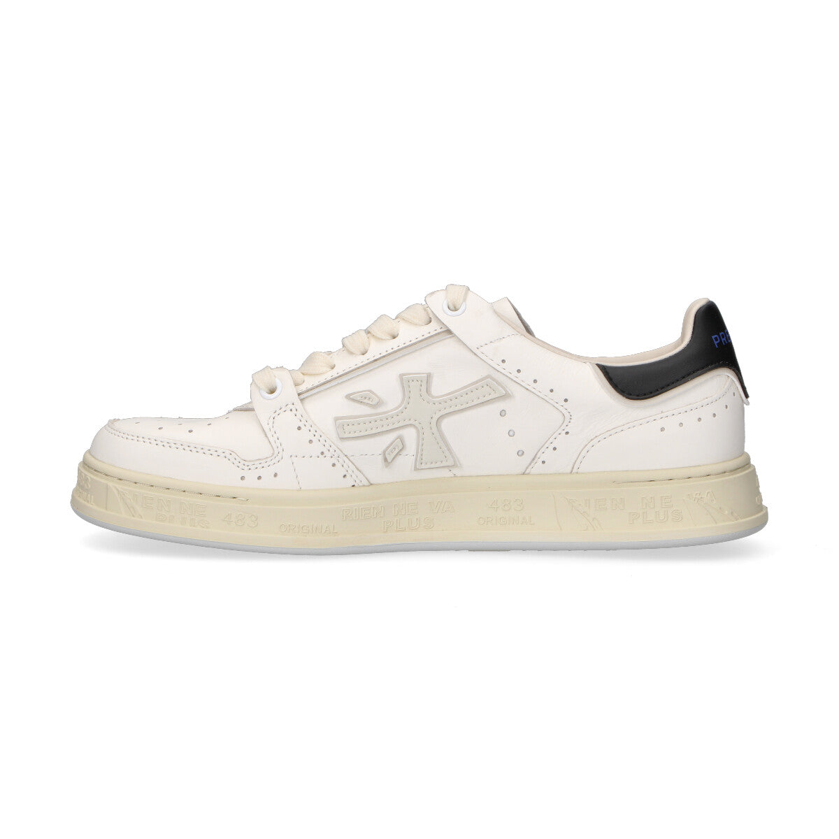 Premiata sneaker Quinn in pelle bianca e nera