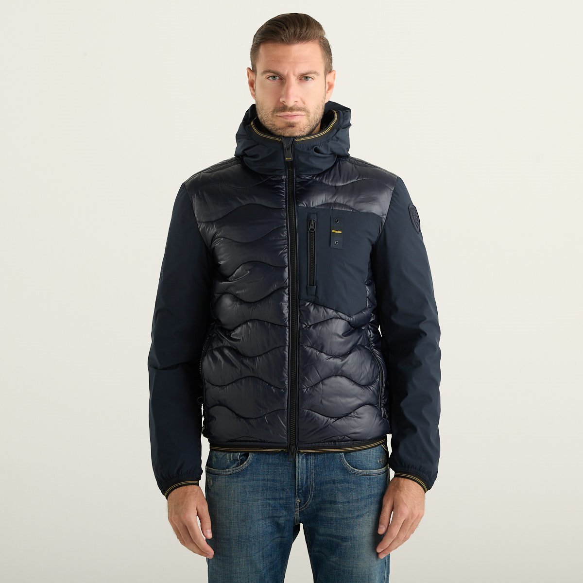 Blauer Piumino Uomo con Cappuccio Blu Navy