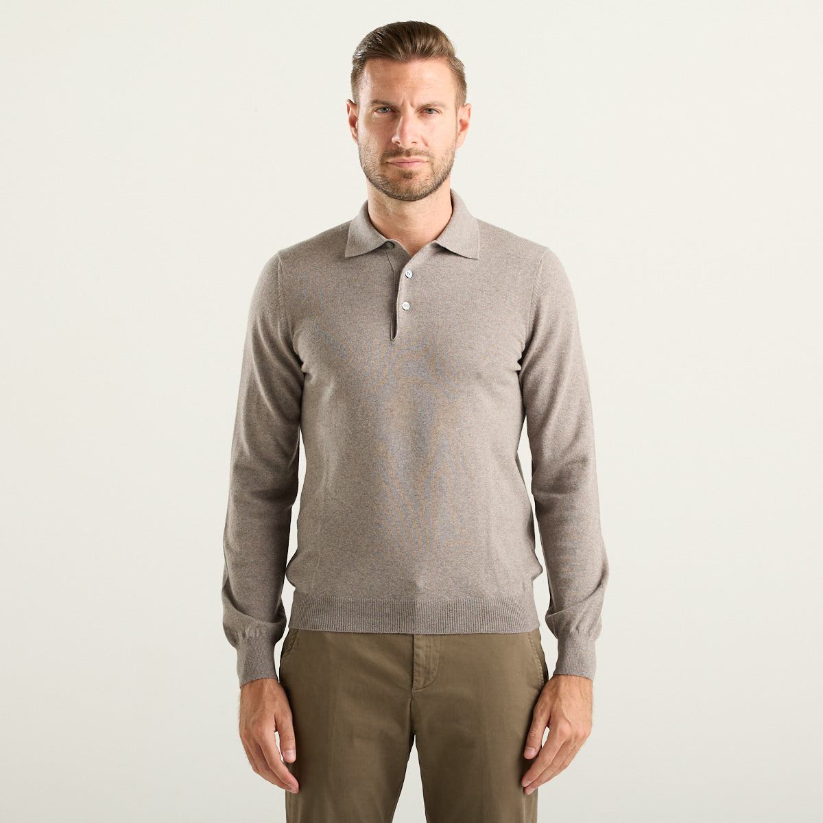 Gran Sasso polo in lana merinos extra fine tortora