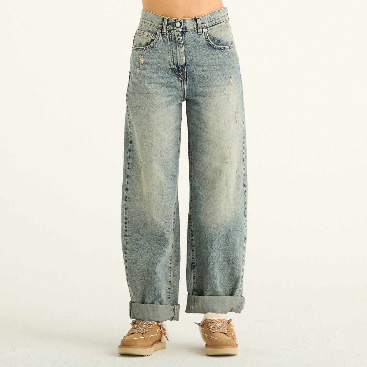 Haveone – Jeans Stella sabbiato a gamba larga