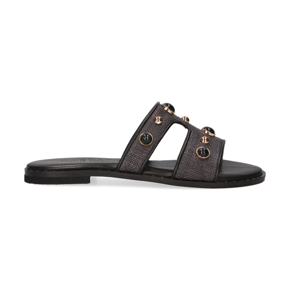 Caryatis ciabatta con gioielli pelle nera