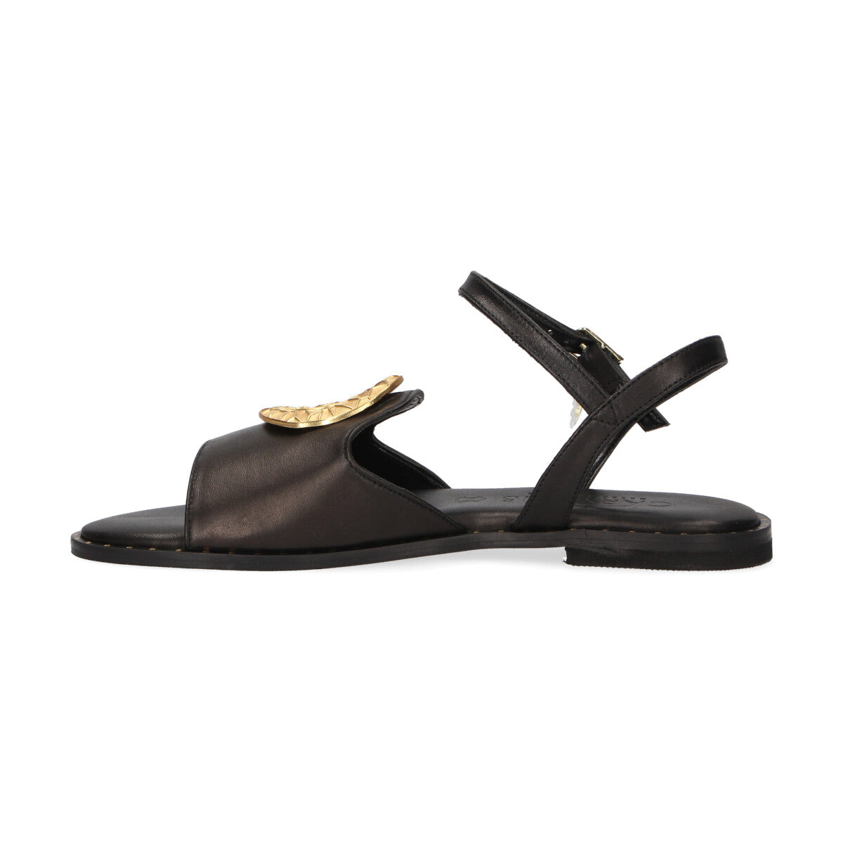 Caryatis sandalo con gioiello pelle nera