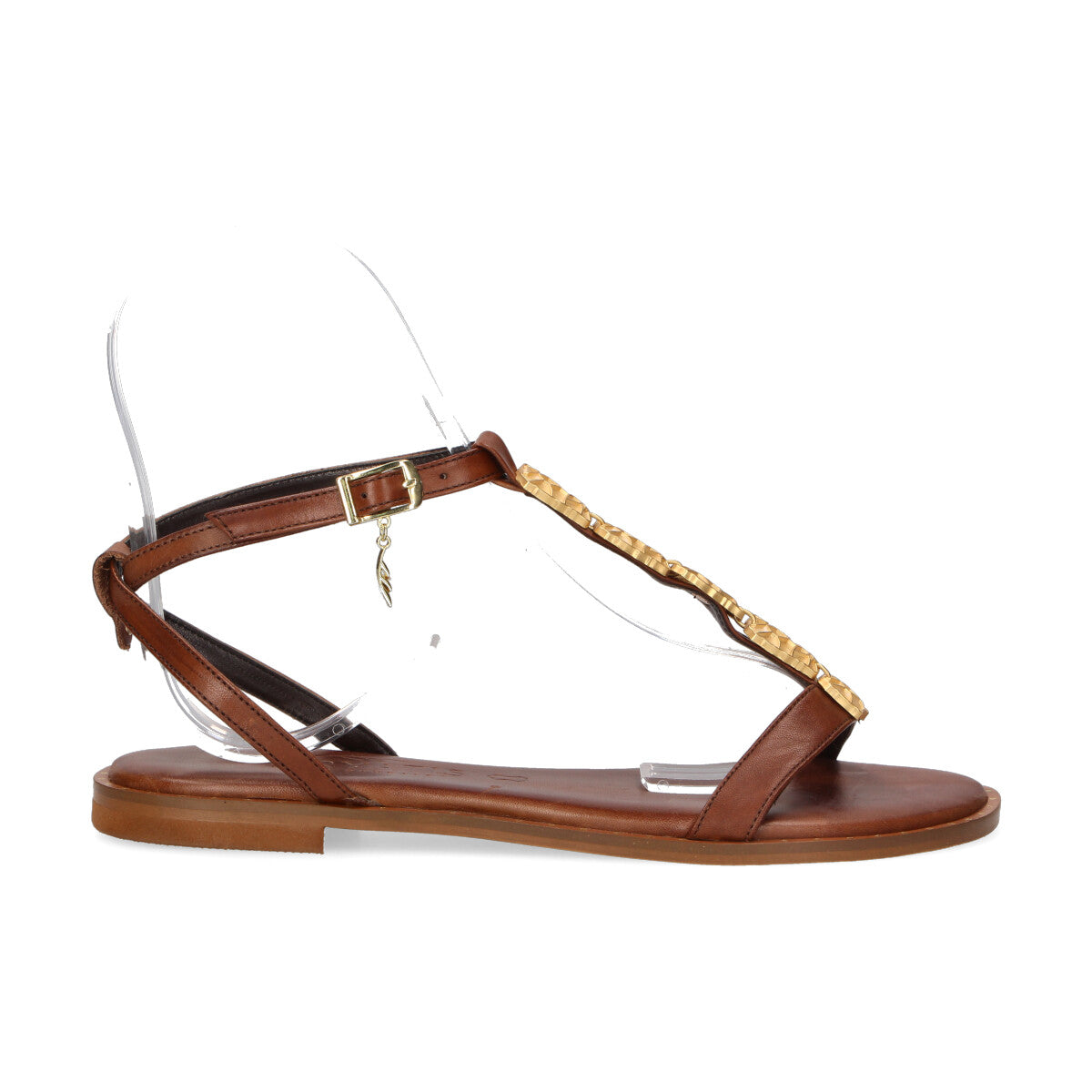 Caryatis sandalo gioielli e incrocio pelle cuoio