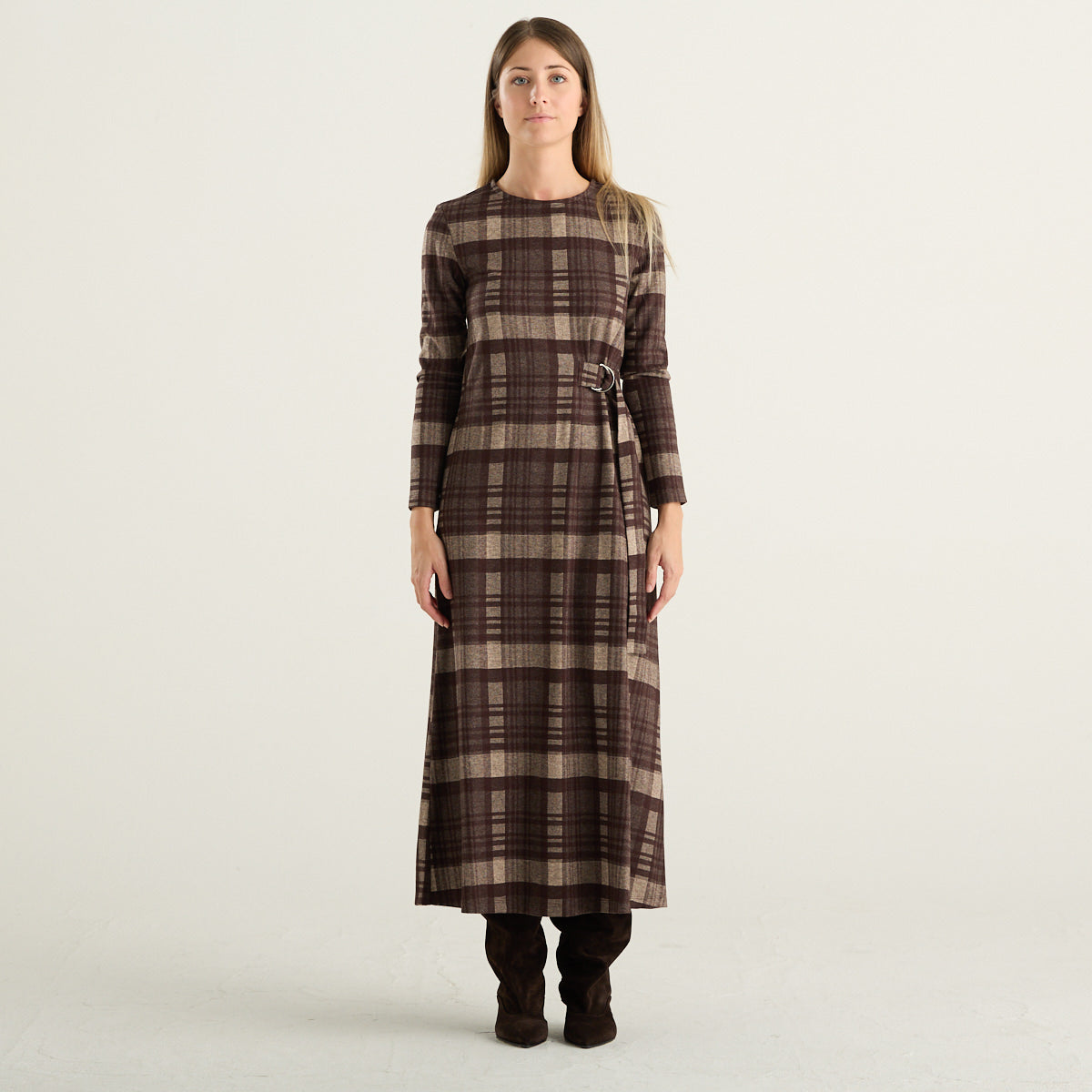 Weekend Max Mara – Abito lungo Palo a quadri marrone e beige