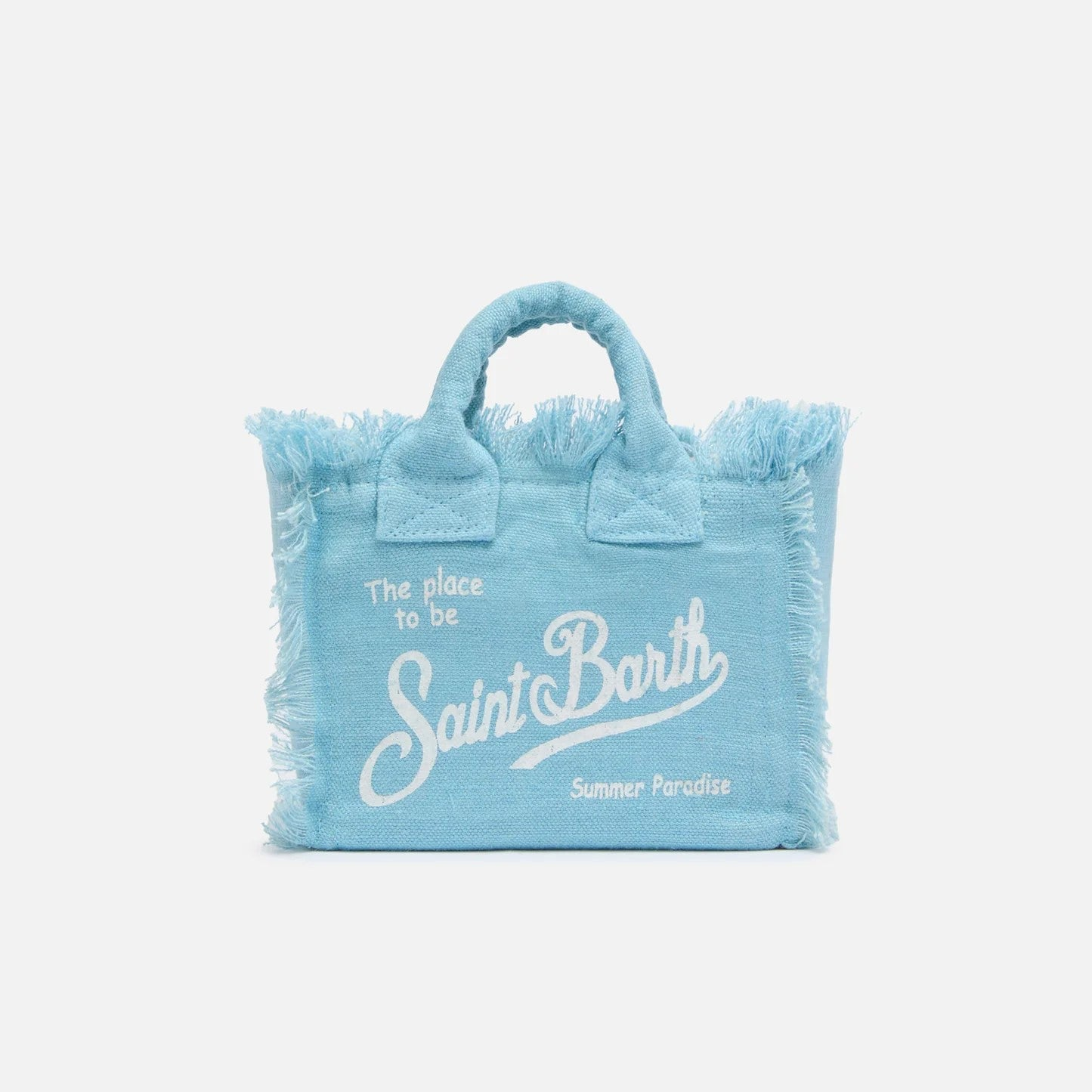 Mc2 Saint Barth borsa Vanity mini in lino azzurra