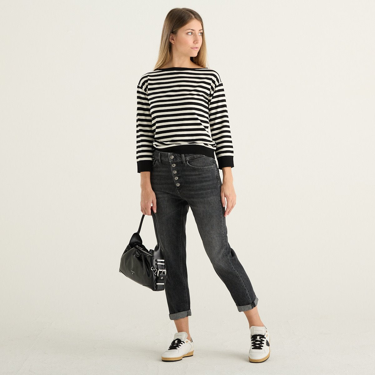 Weekend Max Mara maglia donna Stecca in viscosa a righe écru e nere