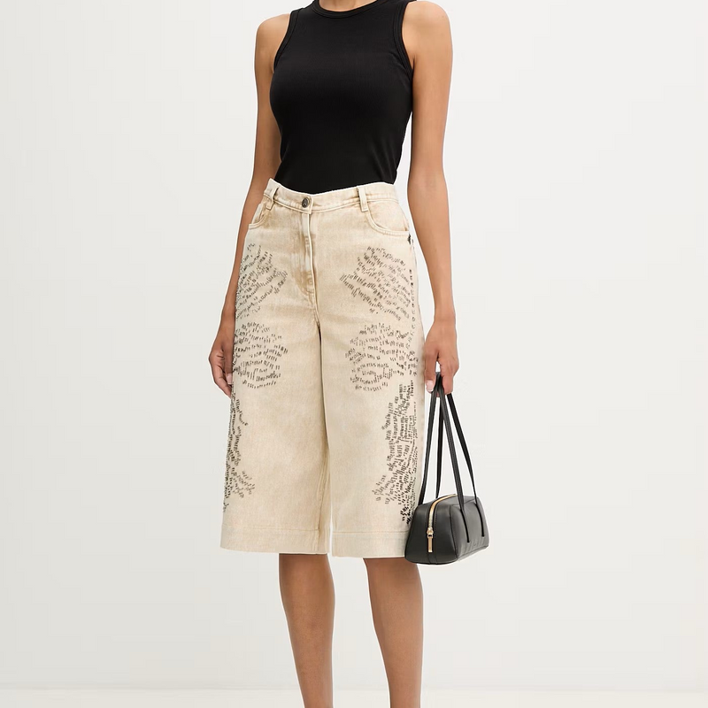 Patrizia Pepe bermuda beige con ricamo