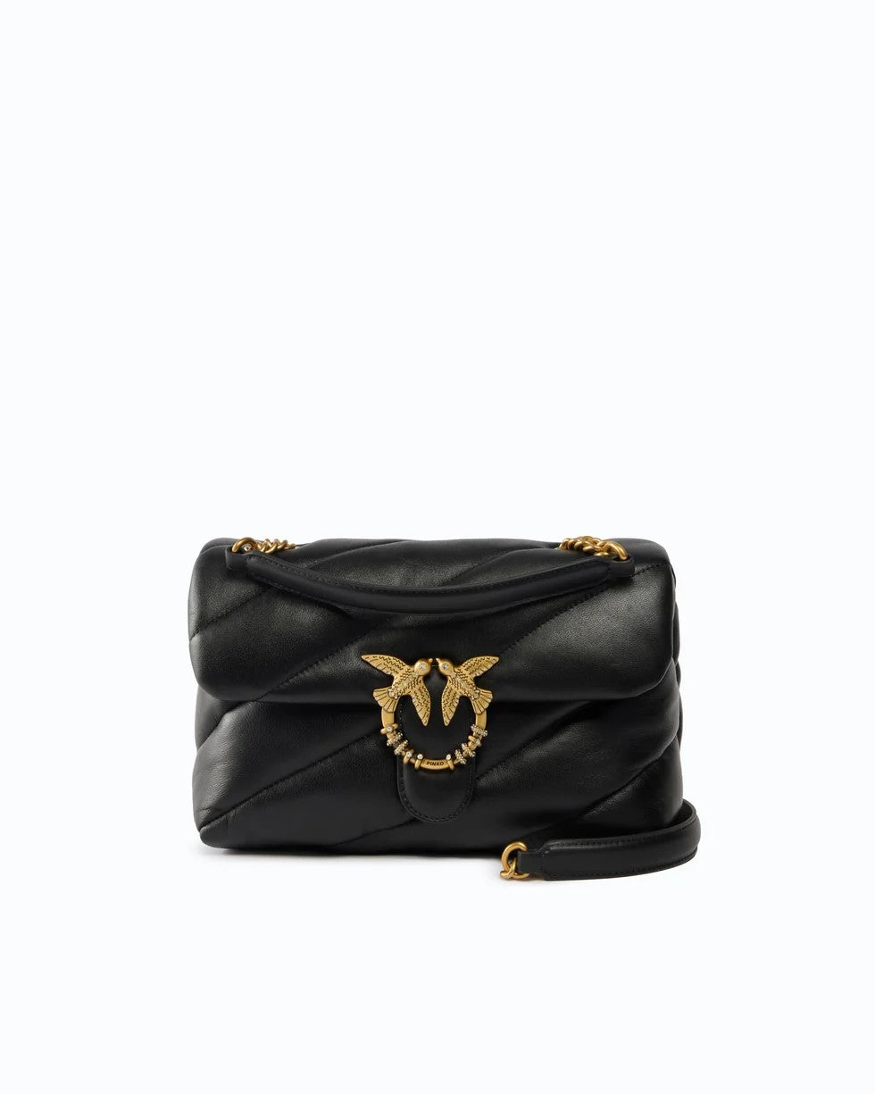 Pinko borsa a tracolla media Love Bag Puff in nappa trapuntata con fibbia gioiello