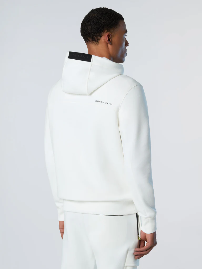 North Sails Felpa hoodie in piquet scuba bianca
