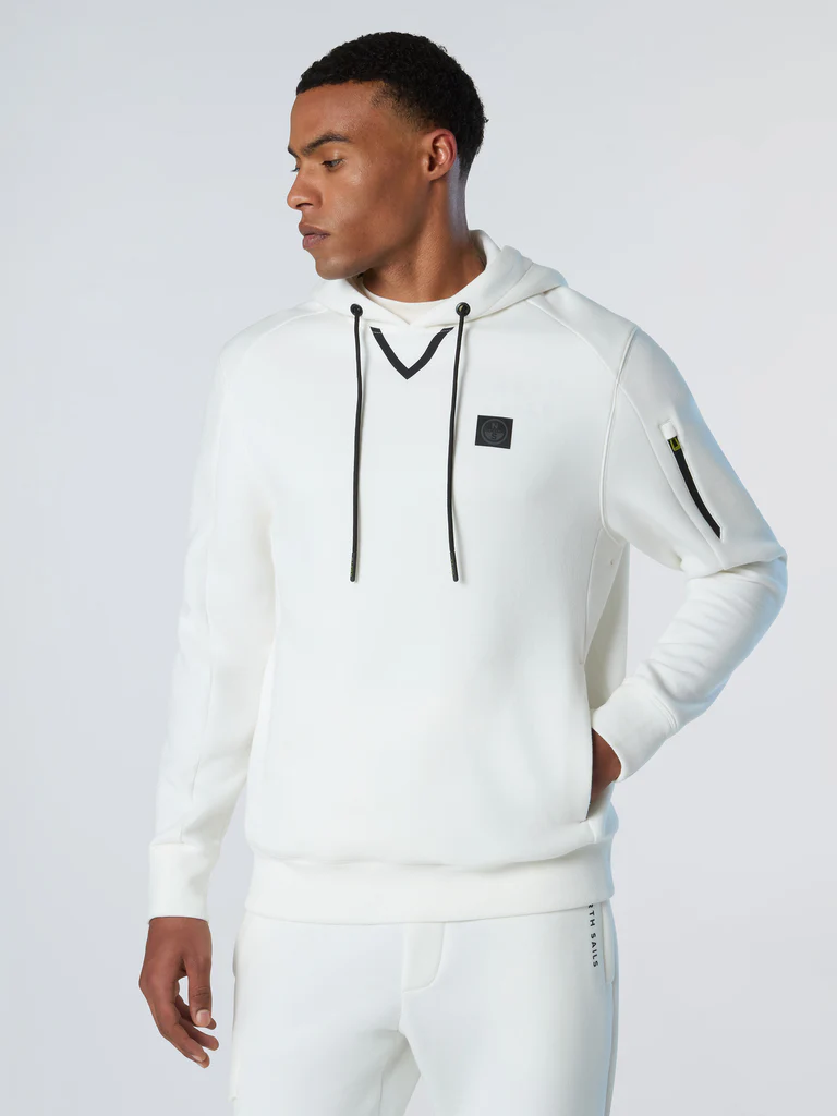North Sails Felpa hoodie in piquet scuba bianca